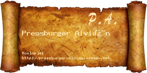 Pressburger Alvián névjegykártya